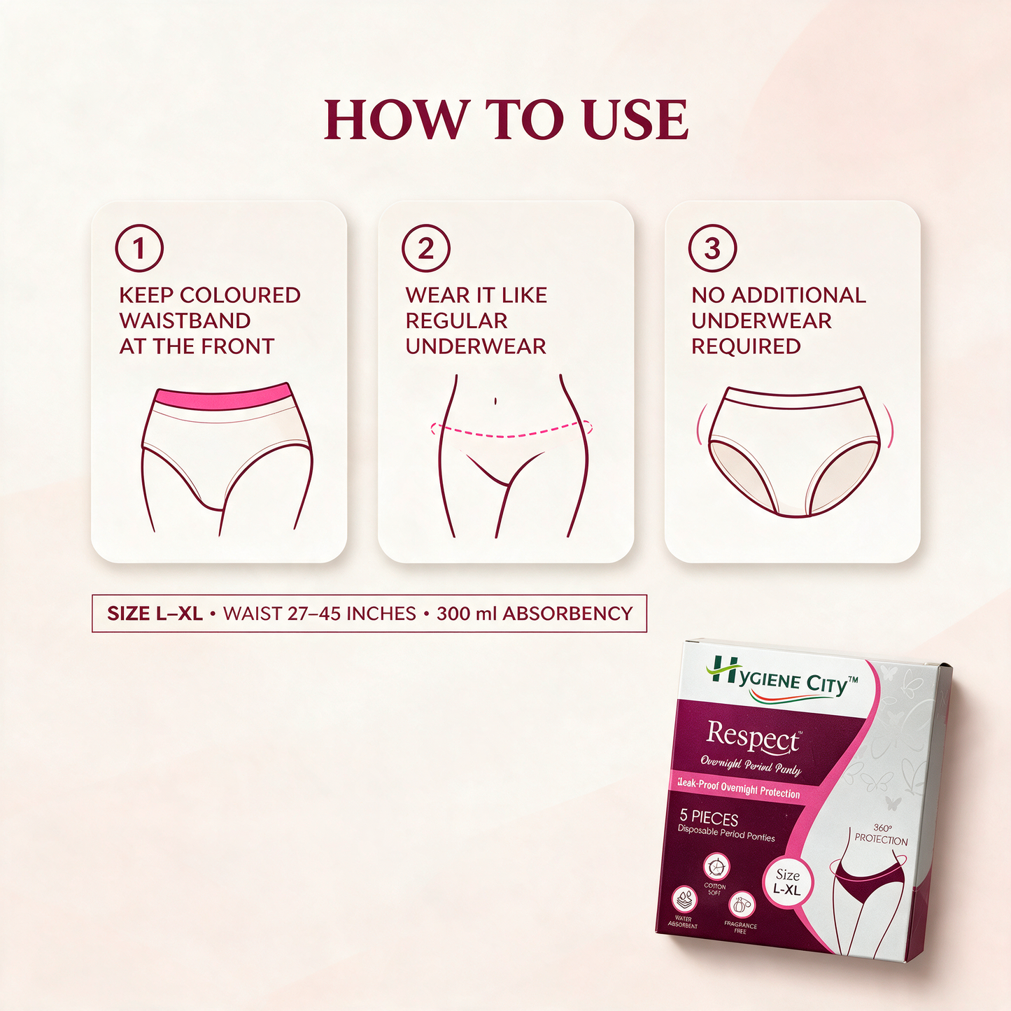 Hygiene City™ Respect Overnight Disposable Period Panties